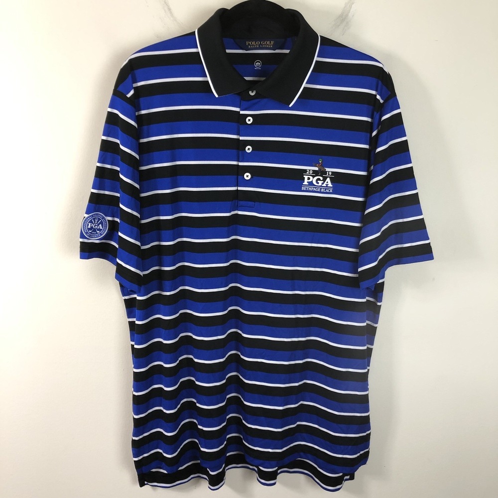 Polo Golf Ralph Lauren 2019 PGA Bethpage Black Striped Polo Shirt Men's XL Blue